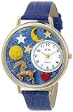 Whimsical Watches Unisex-Armbanduhr Capricorn Royal Blue Leather And Goldtone Watch #G1810005 Analog Leder mehrfarbig G-1810005