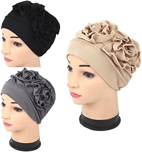 Luckystaryuan ® 3Pack Womens Chemo Hat Beanie Turban Headwear for Cancer Patients (Style 1)