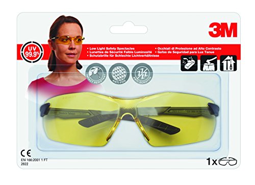 3M 2822C Komfort-Schutzbrille für leichte Reparaturarbeiten, Schutz gegen Splitter, Antikratz- und Antibeschlagbeschichtung, gelbgetönt - 3