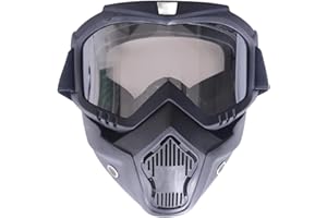 OCDSLYGB Máscara De Motocross Con Máscara Extraíble y Filtro Boca Estilo Harley Casco Equitación Gafas De Sol Regalo De San Valentín Para Casco Abierto Motocross Ski Snowboard - Lentes Transparente