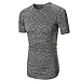 Produktbild Herren Shirt, Sommer Casual Einfarbige Rundhalsausschnitt Slim Fit Verschiedene Tee Kurzarm T-Shirt Sportswear Sweatshirt Tanktop (M, Dunkelgrau)