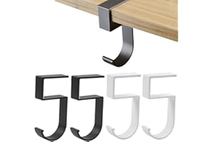 WEDDHUIS Lot de 4 crochets pour sacs à main, crochets de table pour bureau, restaurant et bar (noir, blanc), crochets de table portables en aluminium, crochets pour sacs à main