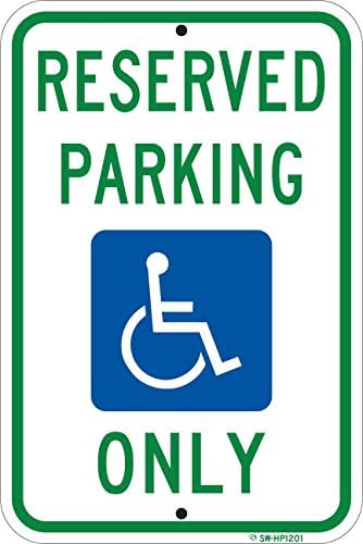 Federal R7-8 HANDICAP RESERVE PARKING sign. 12 x 18 Hi-Prismatic Grade Aluminum. Lights up like a search light! NO PARKING HANDICAP TOW AWAY. Installs on walls, buildings, posts fences. by Sign Wise