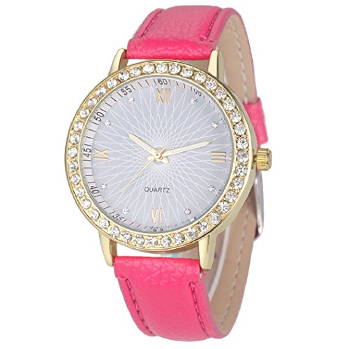 Loveso -Armbanduhr elegant Mondfinsternis Muster Leder analoge Quarzarmbanduhr Frauen_Hot Pink Loveso -Armbanduhr elegant Mondfinsternis Muster Leder analoge Quarzarmbanduhr Frauen_Hot Pink