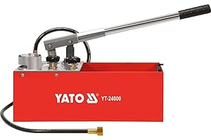 YATO Profi XXL Handpumpe für Drucktest, max. Druck 5 MPa (50 bar), 12 Liter, ideal für Solar Heizung Rohre, Hand Prüfpumpe Druck Prüf Pumpe Befüll PUM, Schwarz