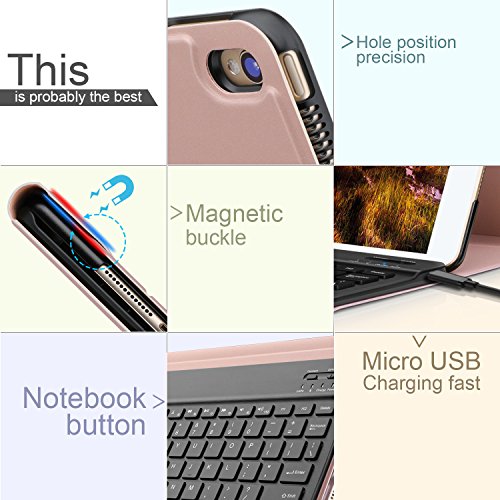 IVSO iPad Pro 10.5 QWERTZ Tastatur, Abnehmbare Wireless Bluetooth Tastatur Schutzhülle mit Standfunction Für Apple iPad Pro 10.5 Tablet, Rosegold - 4
