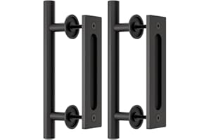 WOLFBIRD 24cm Matériel de poignée de porte de grange coulissant, avec poignée de doigt de chasse d'eau 2PC