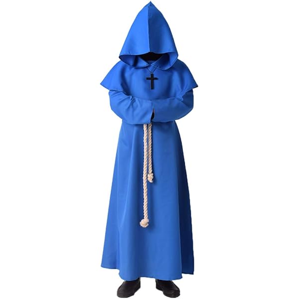 Ortaçağ keşiş Robe Priest Robe cadılar bayramı Cosplay kostüm pelerin performans