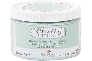 Rayher 38867432 Chalky Finish auf Wasser-Basis, Kreide-Farbe für Shabby-Chic-, Vintage- und Landhaus-Stil-Looks, 118 ml (1er Pack), jade