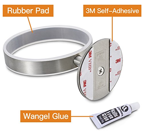 Wangel WC-Bürste und Halter WC-Bürstengarnitur ohne Bohren, Patentierter Kleber + Selbstklebender 3M-Kleber, Edelstahl und Glas, Gebürstetes Finish - 2