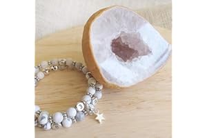 Bracelet d'allaitement Howlite - permet de noter l'heure de la dernière tétée ou dernier biberon - modèle Devi