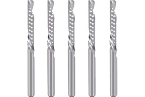 HOZLY Mango de cuchillo de 3.175mm, taladro de fresadora CNC de fresadora de extremo espiral de ranura única, diámetro de corte de 3.175mm, cel de 22mm, para MDF de PVC acrílico