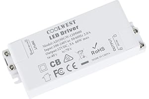 COOLWEST 60W Trasformatore LED Driver Alimentatori 12V DC 5A Tensione costante, usato per G4, GU10, MR11, MR16, Lampadine, Striscia LED