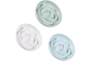 PTOBER Gamelle Chat Anti Glouton Mélaminé - Lot de 3 Gamelles à Alimentation Lente - Série Pastel - Compatible Lave-Vaisselle - Blanc, Bleu, Vert