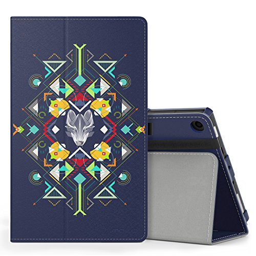 MoKo Hülle für All-New Amazon Fire HD 8 Tablet (7th Generation – 2017 Modell) - Kunstleder Ständer Schutzhülle Smart Cover mit Stift-Schleife für das neue Fire HD 8, Wolf Totem