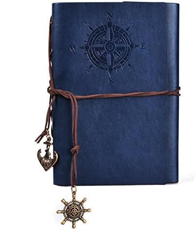 Voguecase Vintage Notebook Retrochic Memorandum Book Jotter with Classic Pirate Elements on PU cover Used for Business, Conference, Travel (Dark Blue)