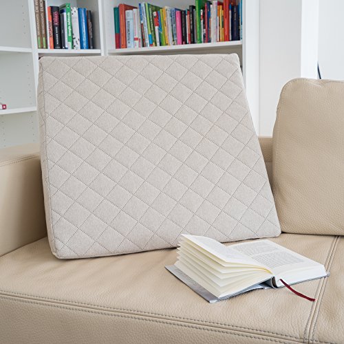 Sabeatex® Rückenkissen, Keilkissen für Couch und Sofa, Lesekissen für bequemes Sitzen. 5 Unifarben für trendiges Wohndesign. Louge-oder Palettenkissen Größe 60 cm x 50 cm x 30 cm (Beige / Natur ) - 5