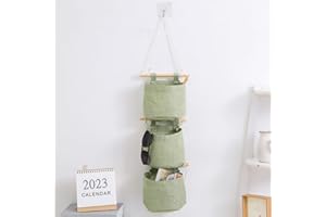 Nicoone Portaoggetti da Appendere,Portatutto con 3 Scomparti,Tasche Portaoggetti Lino Cotone da Appendere per Casa e Ufficio