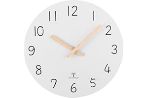 Plumeet Radio Controlled Wall Clock, 10'' Frameless Wooden Wall Clocks with Silent Movement, Rustic Coastal Country Village Clock Decorative for Bedroom Living Room, Only for UK