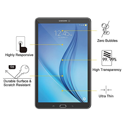 Fintie Samsung Galaxy Tab E 9.6 Panzergla Schutzfolie – Klar HD 9H stark kratzfest Hartglas Displayschutzfolie Glasfolie Screen Protector Displayschutz Folie Displayfolie für Samsung Galaxy Tab E T560N / T561N 24,3 cm (9,6 Zoll) Tablet-PC - 2