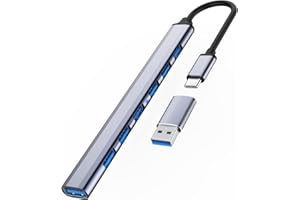 SCHITEC USB C Hub 7 in 1 Adapter Ultra Fin USB 3.0 ＋6 * 2.0 Ports, Adaptateur en Aluminium pour MacBook Pro 13" et 15" 2020/2019/2018，Macbook Air 13″ 2018,USB Flash Drives, Mobile HDD