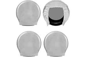 FOOZET Explore Land – Lot de 4 Housses de Pneu Robustes pour Camion, VUS, remorque, Camping-Car, véhicule récréatif – Ajustement Universel pour pneus de diamètre de 66 à 73 cm, Noir et Gris