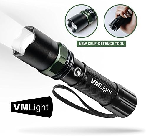 VMLight Emergency USB Rechargeable LED Tactical Flashlight Waterproof with Adjustable Focus - 7 w - 1x18650 Battery - 3 mode High/Low/Strobe - Keep in Your Car for Emergencies