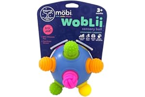 MÖBI Woblii Sensory Balls with Soft Nubs Made with Food-Grade Silicone - Baby Sensory Toys 6-12 Months Kids Can Use for Crawling & Grasping - Bumble Ball Teething Toys for Baby by Mobi