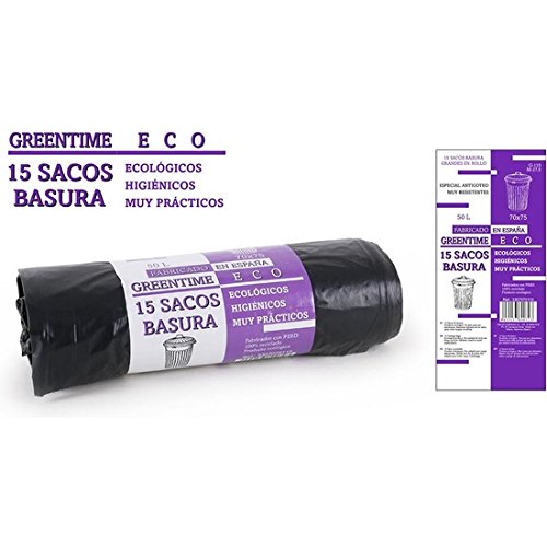 Preisvergleich Produktbild 15 Säcke Müllbeutel 70 x 75-g110 – 50 L. Greentime ECO