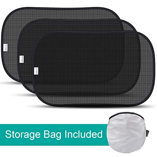 TOPLUS Parasole auto bambini nere 51x31cm,Tenda da sole e Protezione dai raggi UV per bambini.(3 pezzi)