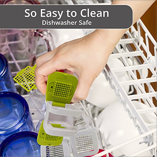Sujeo Knoblauchpresse mit Edelstahlklingen, inkl. Zubehör, hellgrün, kein Geruch an den Händen, Knoblauchwürfen, 7 cm Würfel - 3