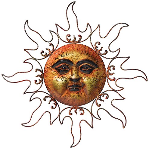 Metal Wand Décor 74cm - Bronze Marble Sun - wetterfest, Metall / detaillierte Lackierung - Abmessung: 74x74cm - inkl. Aufhänger