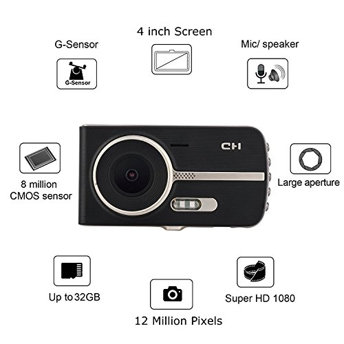 Gtopin Dashcam Cámara de Coche 1080P Full HD Lente Doble Delantera y Trasera,Cámara para Coche,Grabadora de Video para el Coche con Visión Nocturna,Dash Cam,4 pulgadas