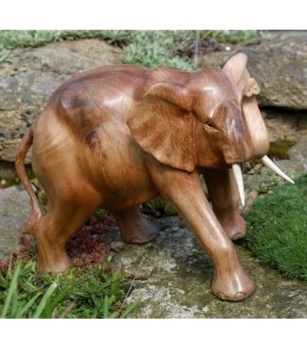 Mittelgroßer Holz Elefant Geschnitzt In Handarbeit Aus Afrika