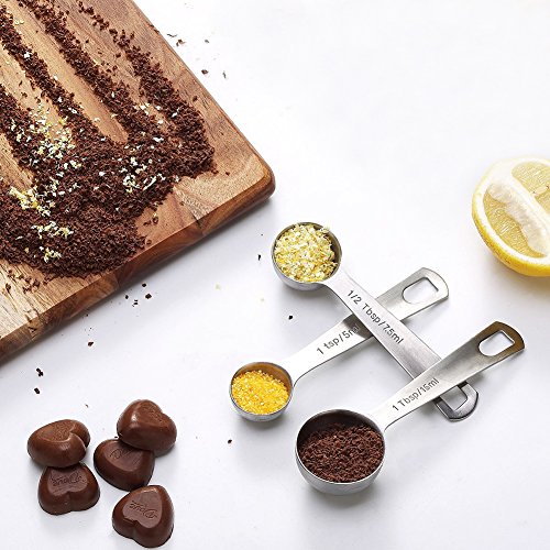 Messlöffel,Wuudi 304 Rostfreier Stahl Measuring Spoons Satz von 8 mit Egg Whisk und Messlineal (Als Geschenk) für Mess flüssige und trockene Zutaten - 7