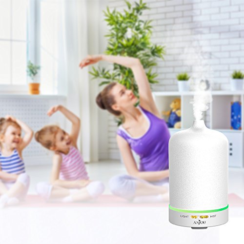 Aroma Diffuser Anjou Luftbefeuchter Oil Düfte Keramik LED mit 7 Farbwechsel 100ml für Yoga Salon Spa Wohn-, Schlaf-, Bade- oder Kinderzimmer Hotel, Weiß - 4