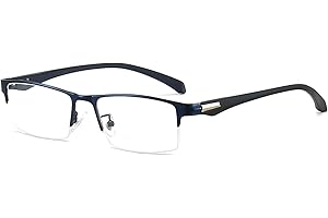 ANRRI Blue Light Glasses for Men Semi Rimless Rectangle Metal Frame UV Blocking Computer Glasses