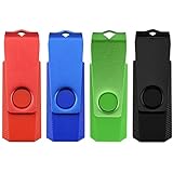 VICFUN 4pcs 16GB USB Memory Sticks 16GB Flash Drives Swevel Design 4 Color Pack (Black Red Blue Green ) -USB 2.0