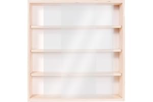 Alsino Sammlervitrine Setzkasten mit Scheibe Wandregal Holz Hängevitrine Deutsche Holzmanufaktur Mineralien Steine Figuren V-07 50 x 52 x 12 cm mit 2 Plexiglasscheiben