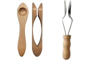 Eivdru 2 Musical Spoons, Stainless Rhythmic Castanets, Wooden And Steel Musical Spoons for Irish Folk Percussion Instruments Sound Effect