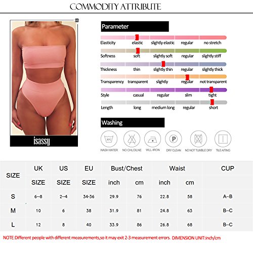 ISASSY Damen Bikini Set Sexy Strand Badeanzug hohe Taille Bademode Bandeau - 5