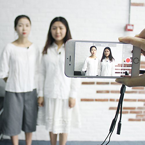 Maono microfono lavalier con ingresso cuffie splitter controllo clip-on risvolto intervista microfono per iPhone, Samsung, Android, smartphone, iPad, tablet