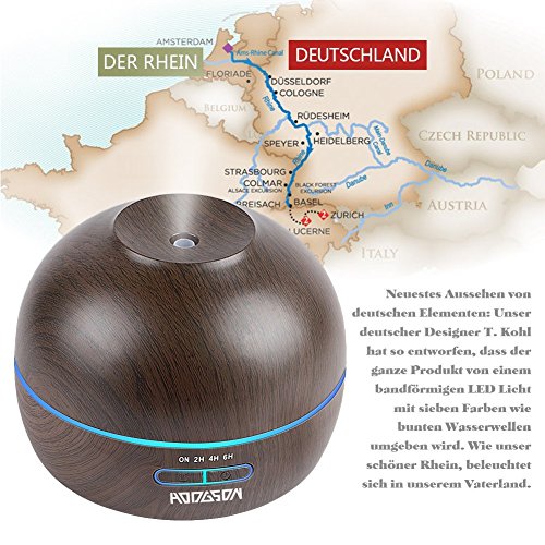 Aroma Diffuser HODGSON 300ml Utraschall Luftbefeuchter Holzmaserung Öl Diffusor mit 7 Fraben LED für Beauty-Salon, SPA, Yoga, Schlafzimmer, Wohnzimmer, Konferenzraum - 7