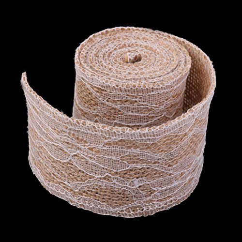 Pixnor 2M Jute-Band mit Spitzen für DIY Handwerk Home Hochzeitsdekoration (braun) - 2
