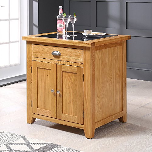 The Furniture Market Cheshire Oak Small Kitchen Island Granite Butchers Block