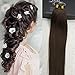 Full Shine 22" 40g 50Strands Per Package Chocolate Brown Hair Extensions Colour #4 Keratin Extensions Hair Nano Beads Stick Tip Human Hair Extensions 0.8 g per Strand