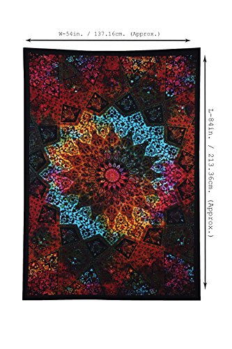 Indisch Boho Wandteppich Psychedelisch Star Mandala Strand Wandbehang Hippie Bohemien Tapisserie Psychedelic Tie Dye Tapestry Von Rajrang - 4