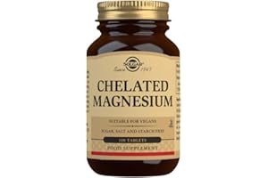 Solgar Chelated Magnesium - Supports Muscle and Nervous System - Mind Balance - Energy Release and Reduces Tiredness - Brown, 100 Tablets