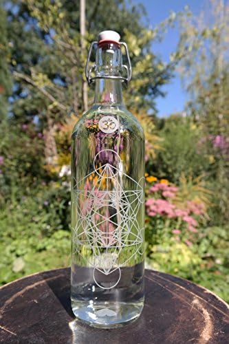 Freiglas 1.0L Glass Drinking Bottle "Metatrons Cube ~ Made in Black Forest ~" Metatrons Cube '