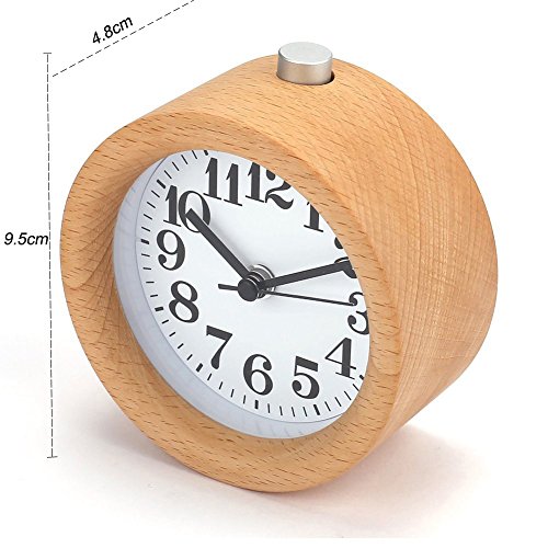 Wecker Holz, Calar Nachtlicht Kinder Stunden Kleiner Wecker Holz Retro Runde Tischuhr Snooze Funktion Lautlos Buchenholz Digital Wecker Alarm Clock - 7